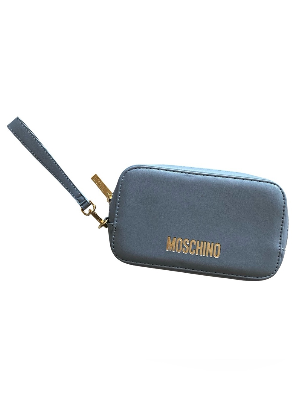 Moschino Wristlet Bag Pouch Blue Gold Wrist Mini Purse China Airlines